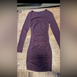 EUC Express ruched maroon sweater dress XS